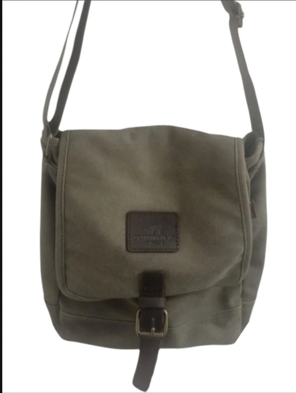 ☆Vtg Style Unisex TOPWOLFS Canvas Messenger Cotton Crossbody Style Hunter Green - Picture 1 of 16